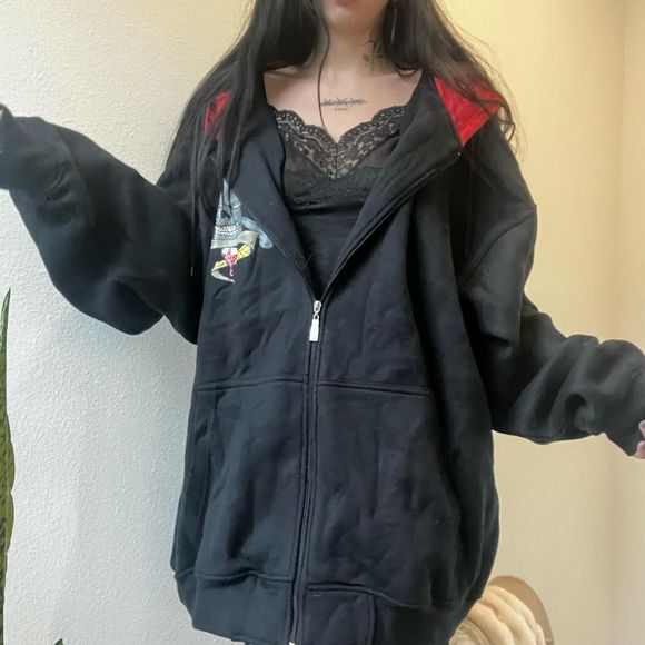 super rare vtg NWT Johnny Blaze death / muerte rhinestone full zip hoodie - Picture 2 of 4